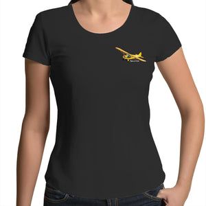 Piper J-3 Cub (Small Design) - Women's Scoop Neck T-Shirt