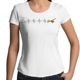 Piper J-3 Cub (Heartbeat) - Women's Scoop Neck T-Shirt